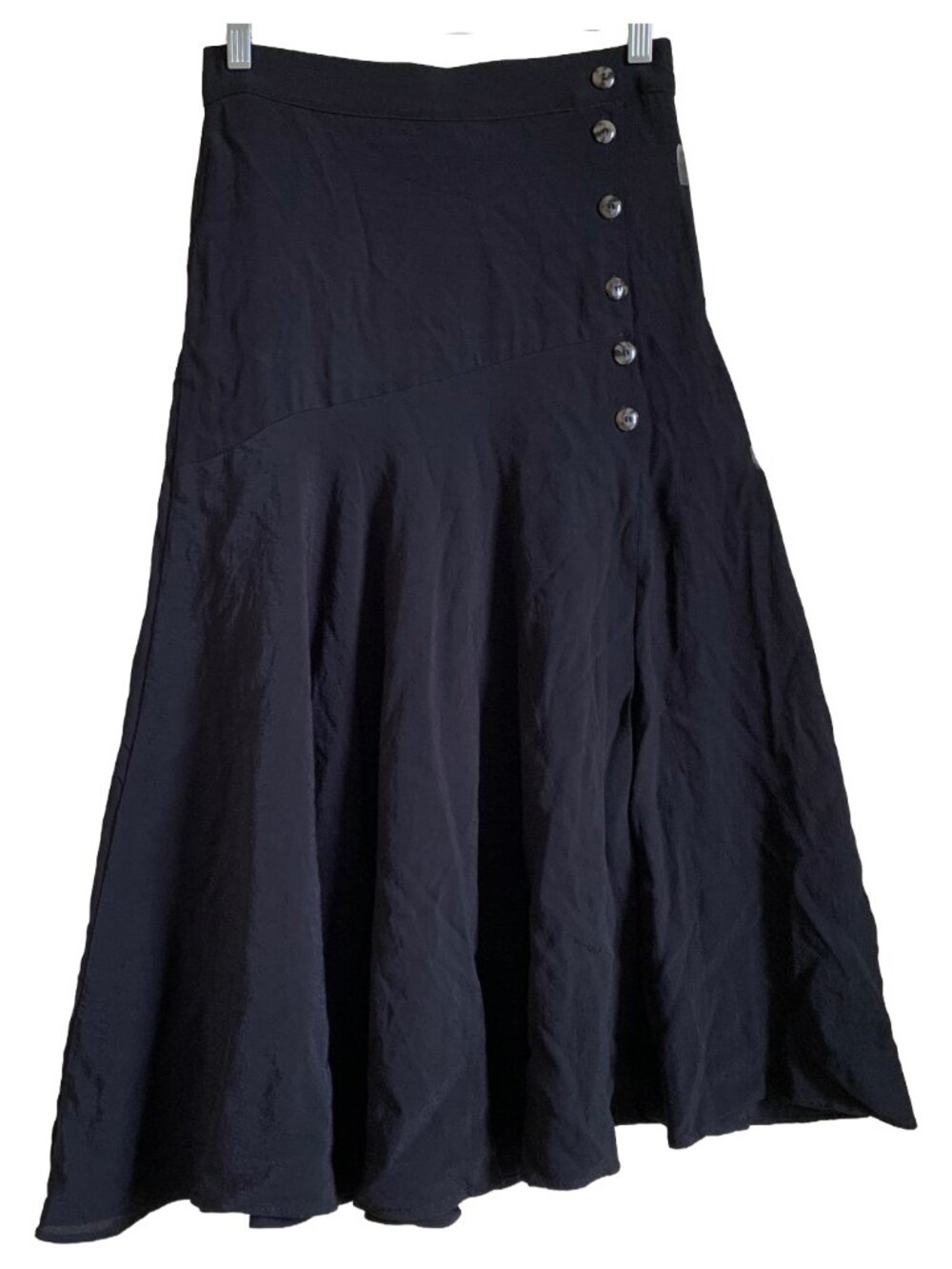 NWT ZARA Women's Black High Waisted Midi Skirt with Side Slit & Buttons Sz S - Picture 3 of 8